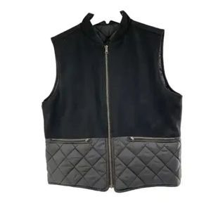 WOOLRICH Two-tone Black Poly-Nylon Reversible quilted womens Vest Small EUC